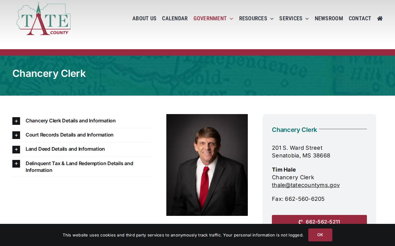 Tate County civil docket Chancery Clerk official page