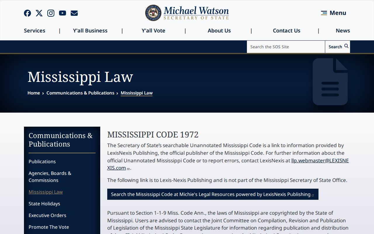 Tate County court record Mississippi Law source page