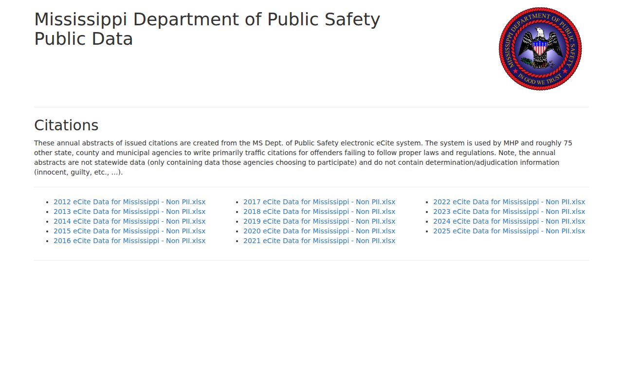 Tate County traffic court records Mississippi DPS public citation data