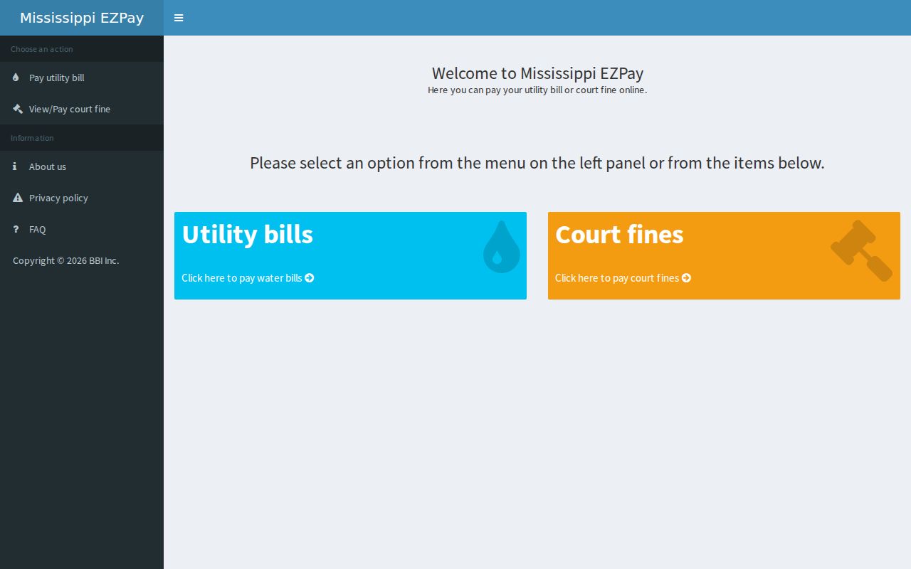 Tate County traffic court record MSezpay payment route